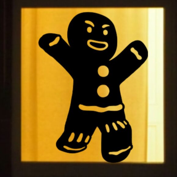 Running Christmas Reusable Gingerbread Man Window Cling Silhouette Decal 23.5h - Picture 3 of 3